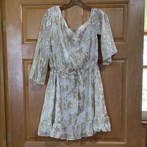Rachel Zoe Gold and Silver Floral Mini Dress